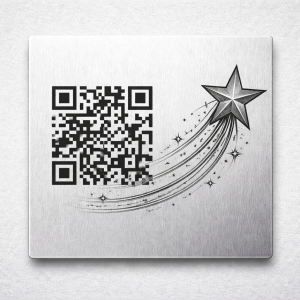 QR-Code für Grabsteine - Plakette aus eloxiertem Aluminium mit Lasergravur Stern