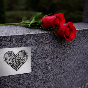 QR-Code für Grabsteine - Motiv Herz ERÖFFNUNGSANGEBOT