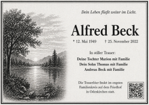 Todesanzeige Alfred Beck