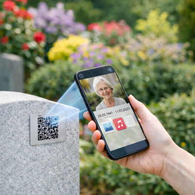QR-Code für Grabstein einscannen